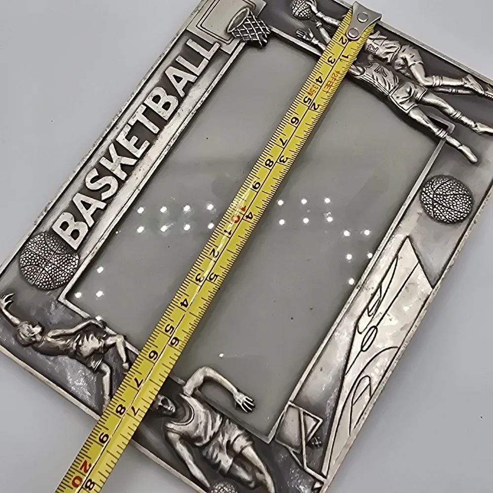 Pewter Vintage Basketball Player Picture‎ Photo Frame Sports Athletic Retro